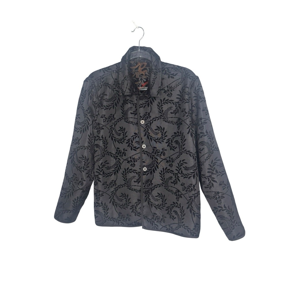 Vintage Reversible Jacket Black Embroidered/Patchwork Women's Size XL